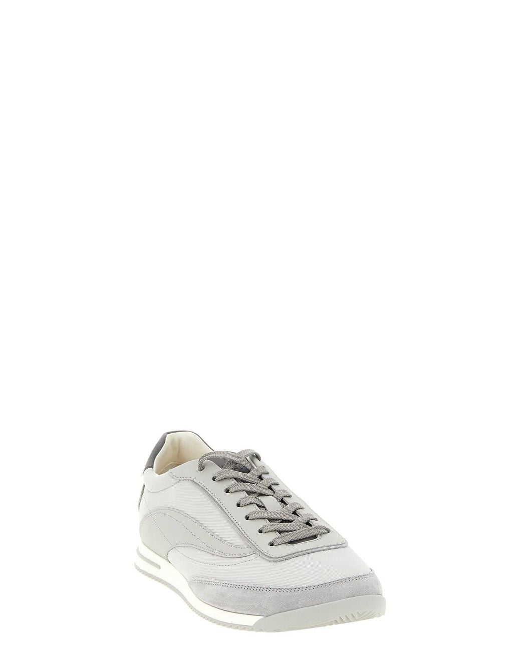 Brunello Cucinelli White Techno Fabric And Nubuck Sneakers for men