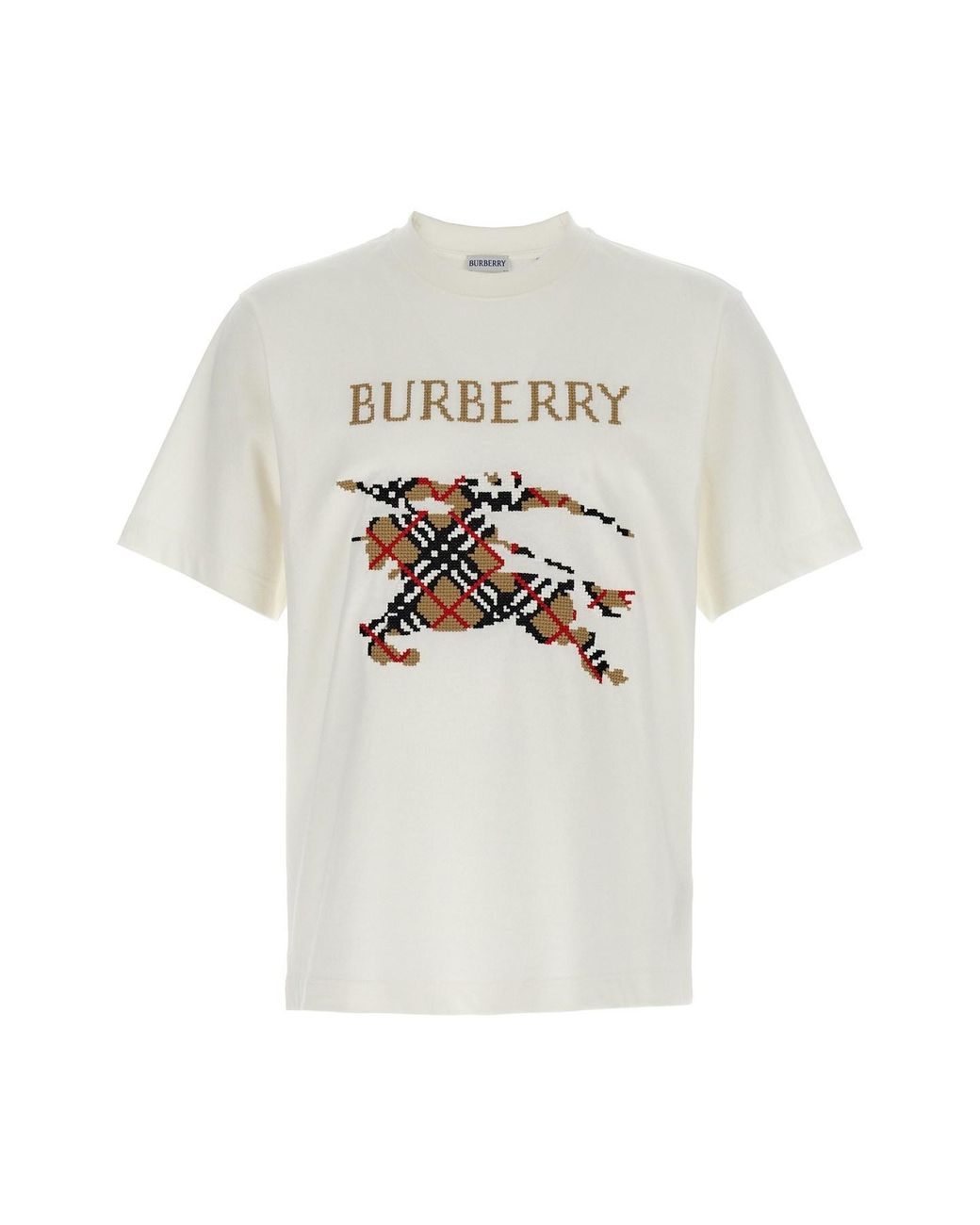 Burberry White Cross Stitch T-shirt for men