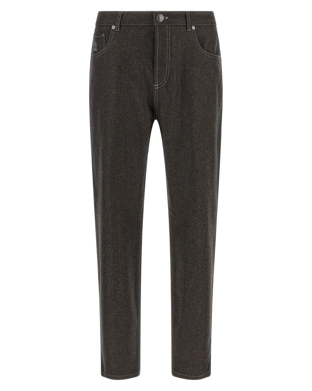 Brunello Cucinelli Gray Flannel Trousers for men
