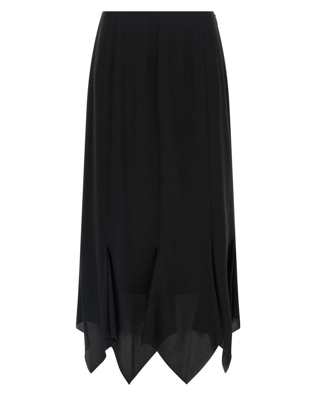Valentino Garavani Black Midi Skirt With Asymmetrical Hem