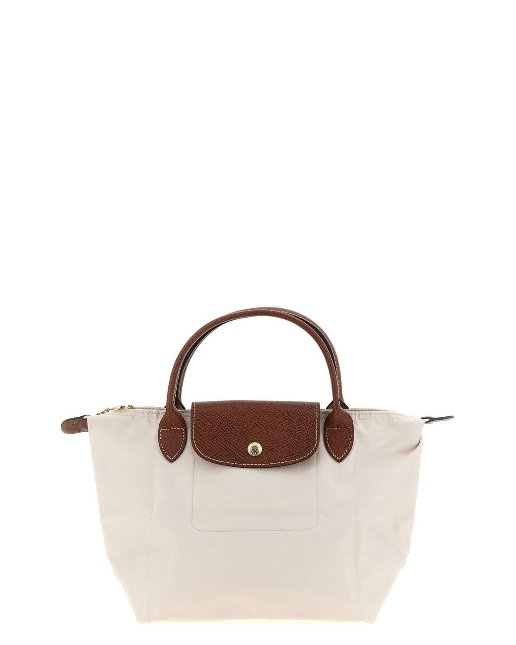 Longchamp Brown Top-Handle Bag With Leather Trim