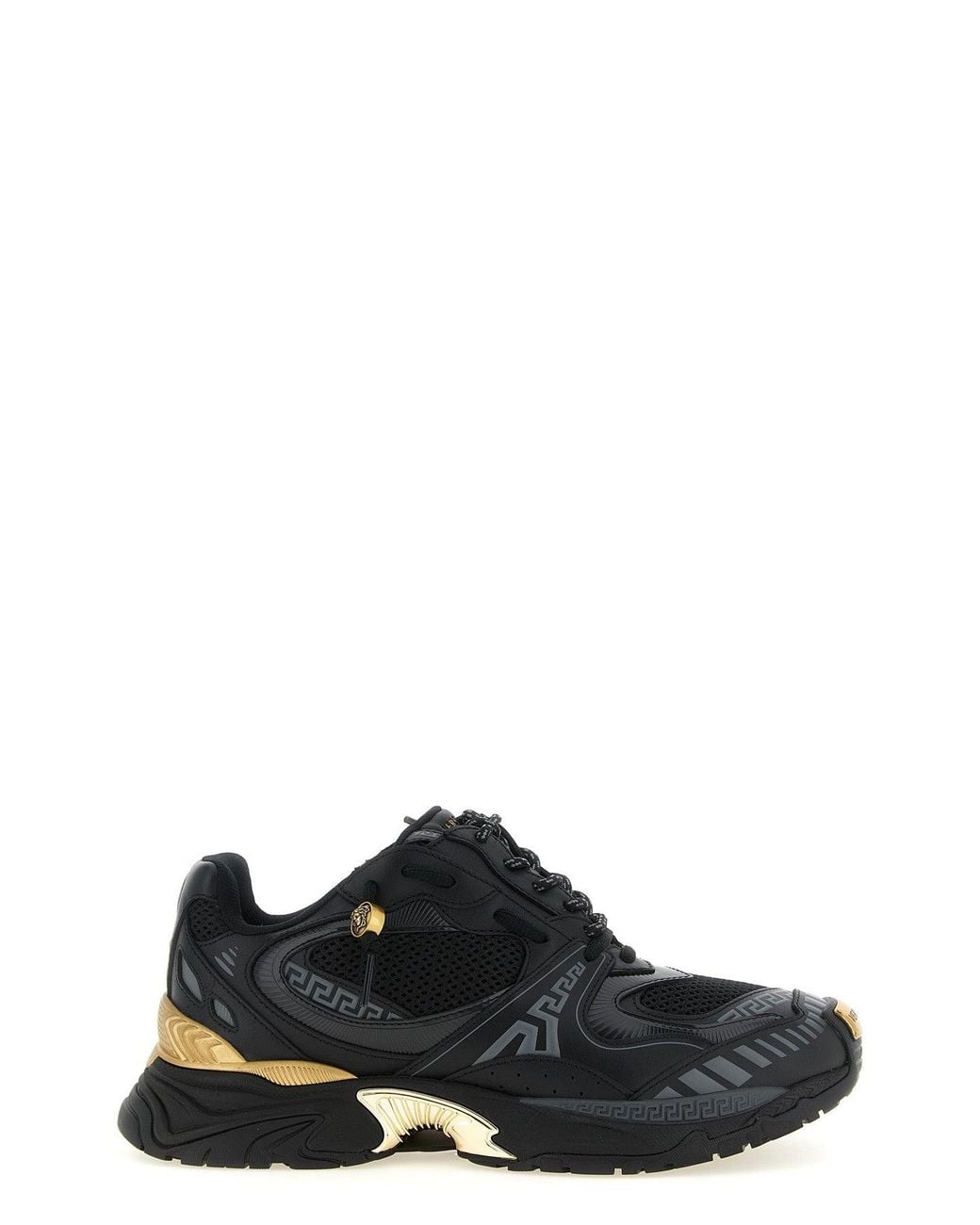 Versace Black Mesh And Leather Sneakers for men
