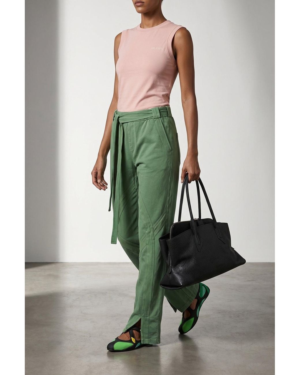 The Attico Green Trousers With Front Slits