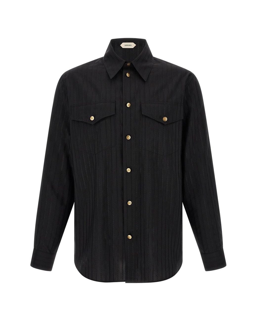 Versace Black Jacquard Silk Shirt for men