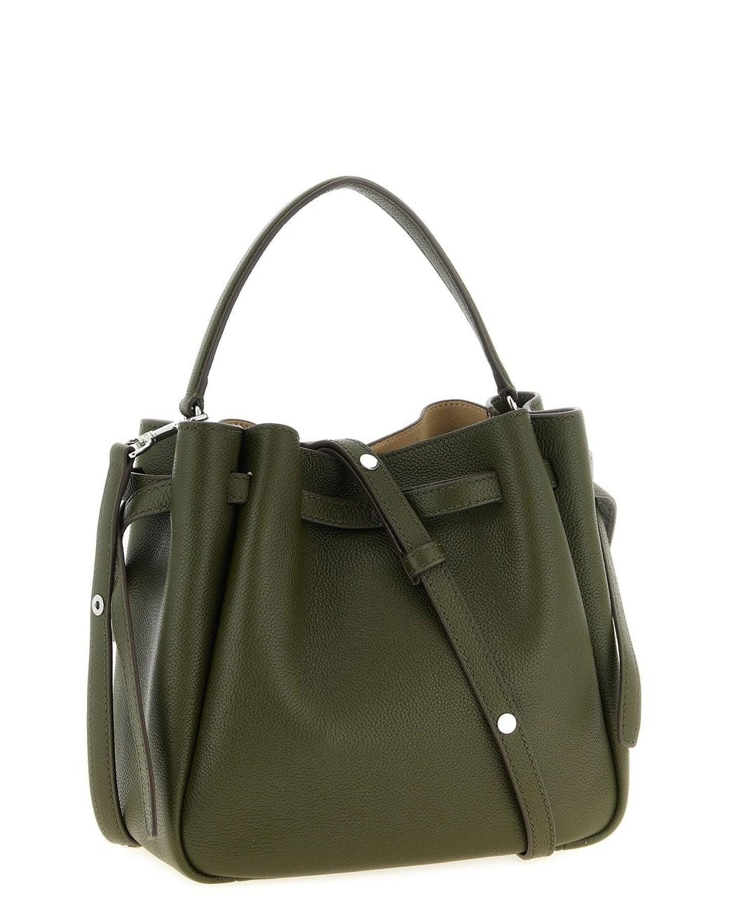 Tory Burch Green Bucket Bag With Belted Closure