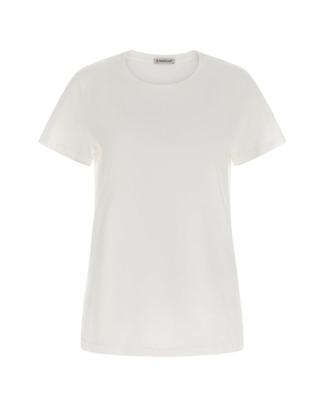 Moncler White T-Shirt With Felt Logo Patch