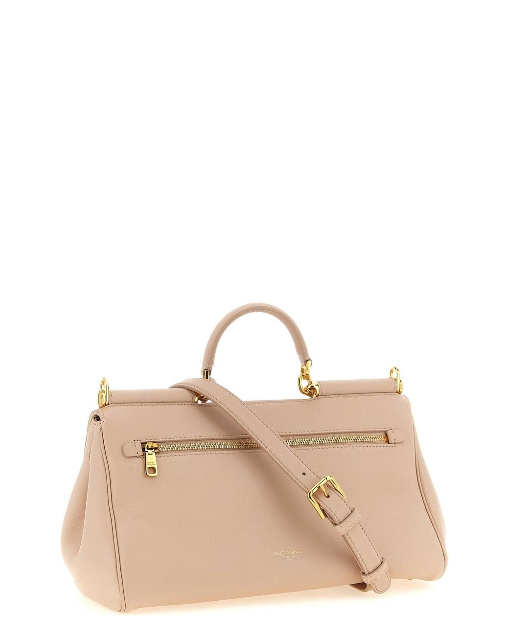 Dolce & Gabbana Natural Top Handle Bag With Padlock Charm
