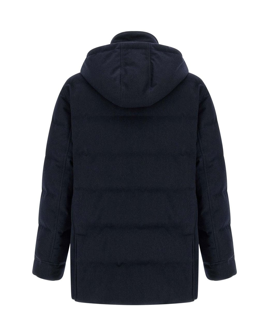 Brunello Cucinelli Blue Wool Flannel Parka for men