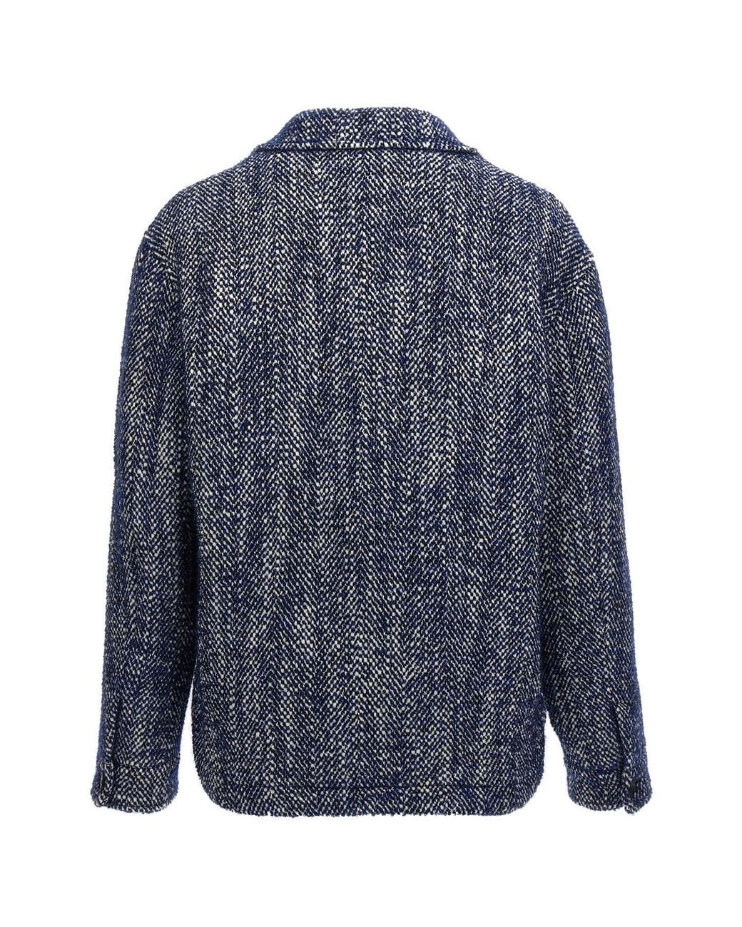 Etro Blue Chevron Wool Over-Shirt for men