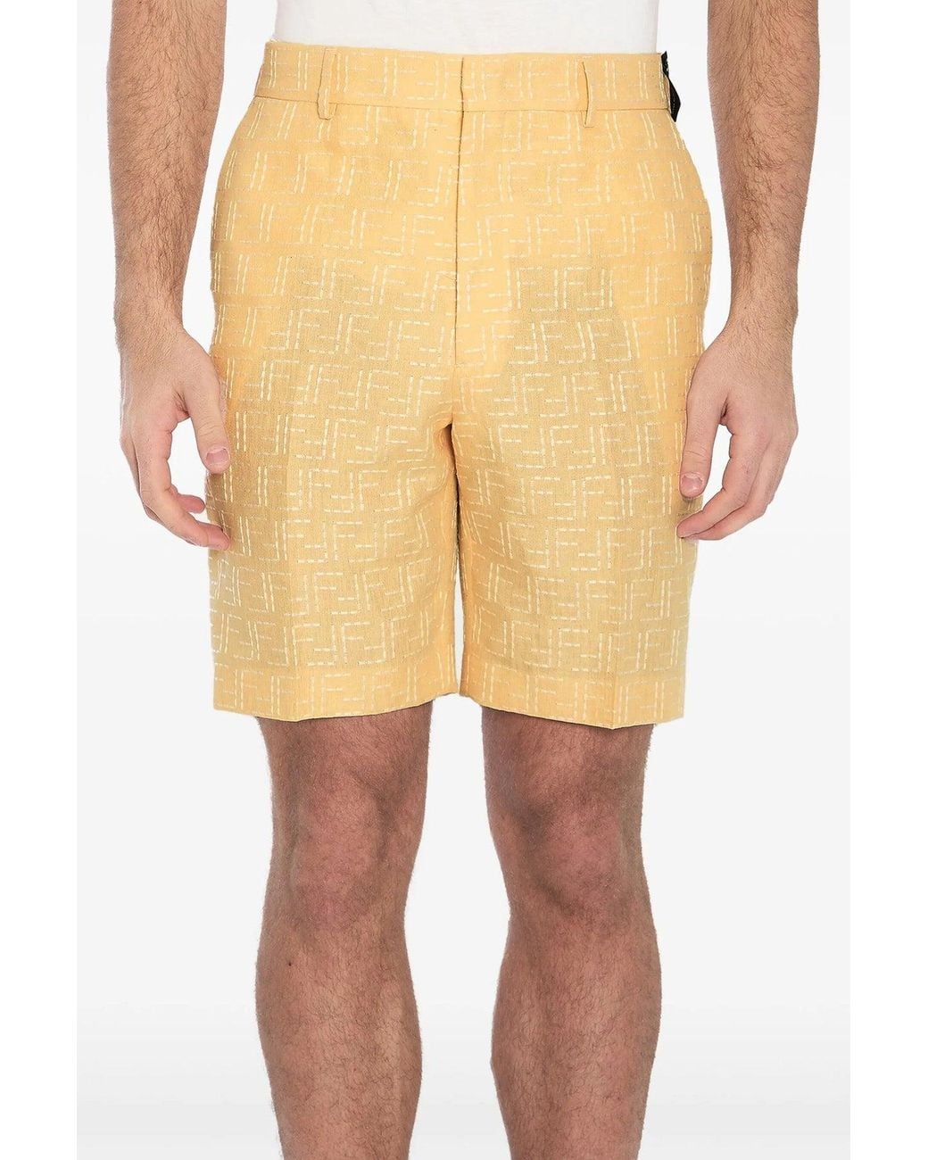Fendi Yellow The 'Ff Jacquard' Bermuda Shorts for men