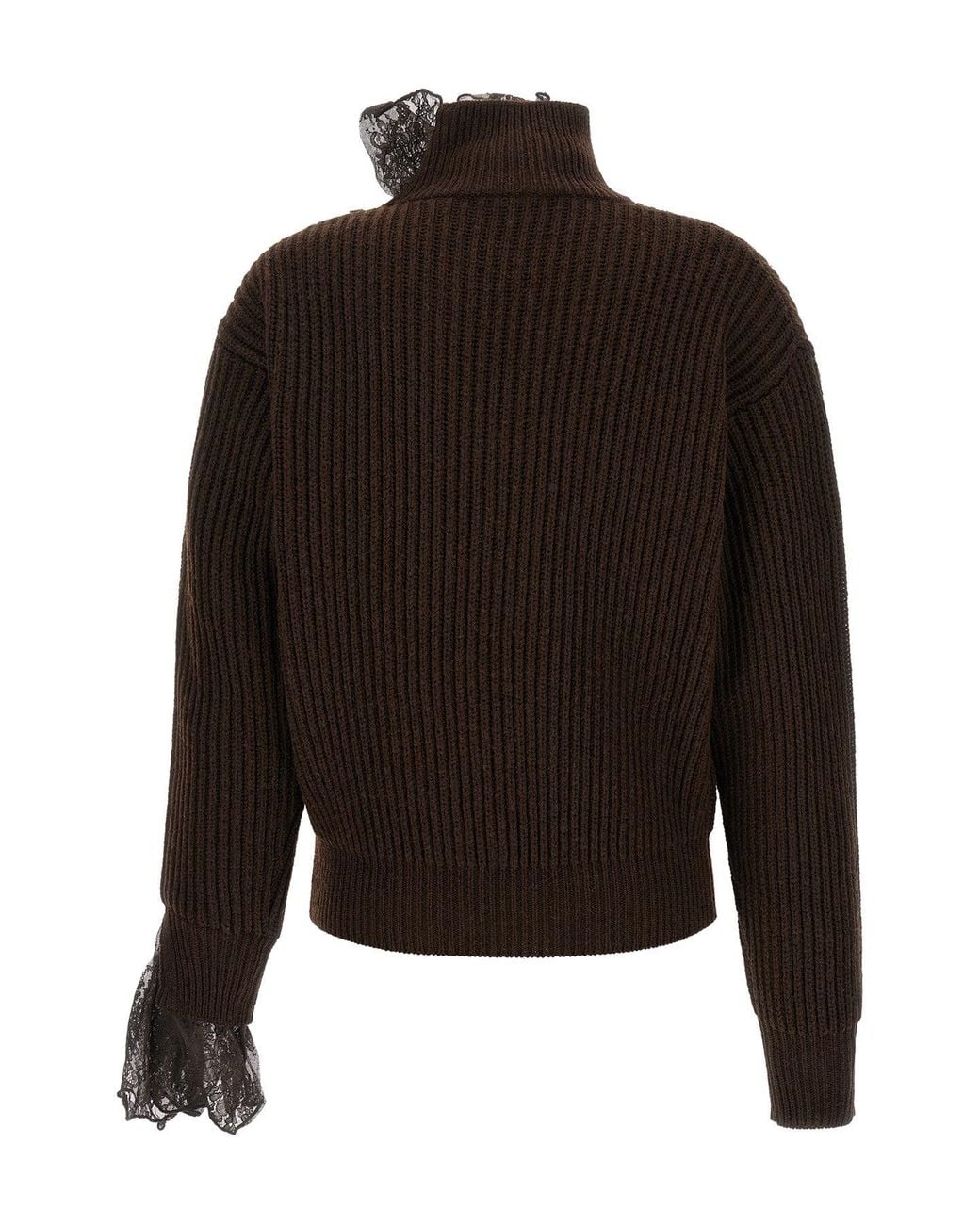 GIUSEPPE DI MORABITO Black Ribbed Knit Sweater With Lace