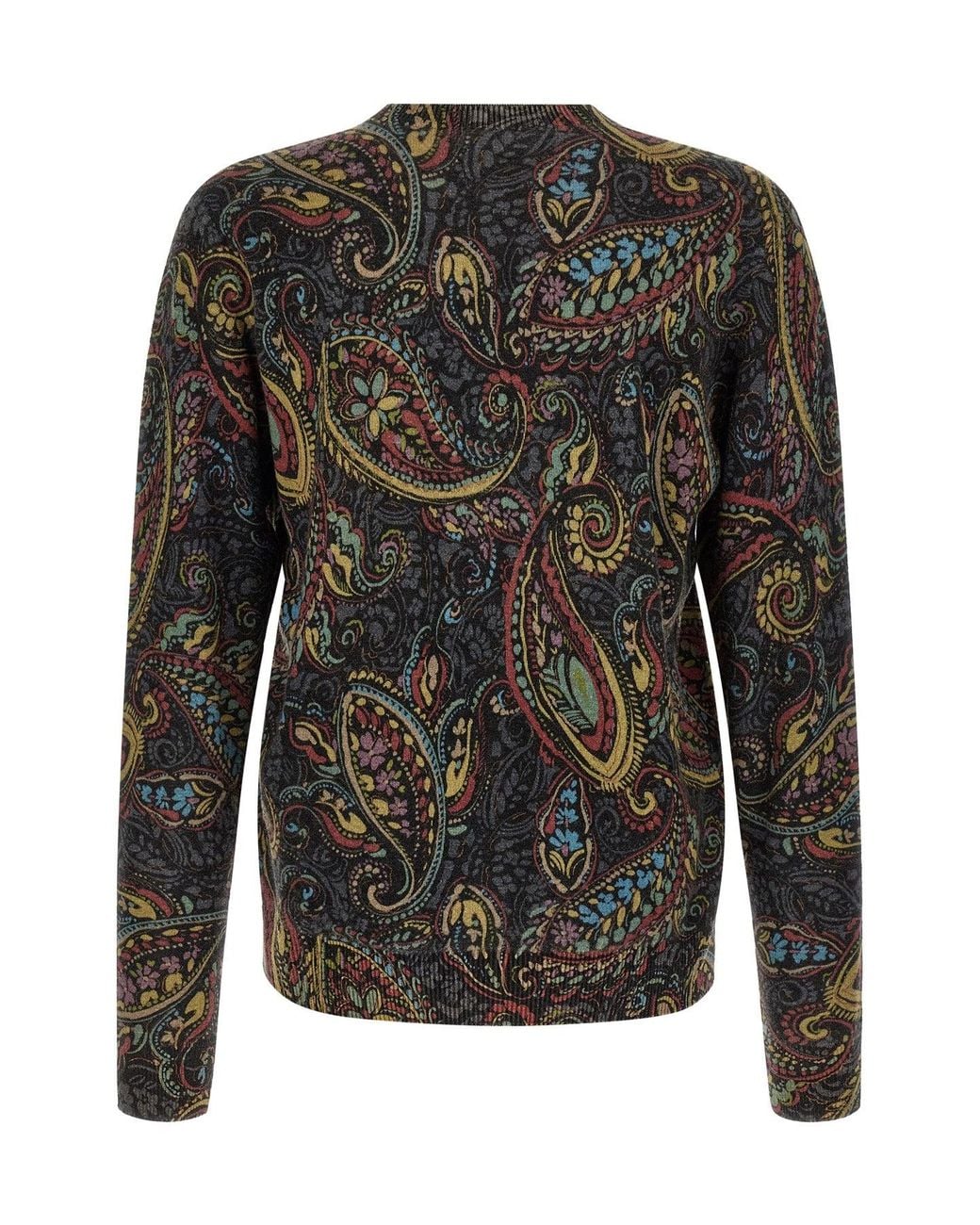 Etro Black Crewneck Sweater With Paisley Motif for men