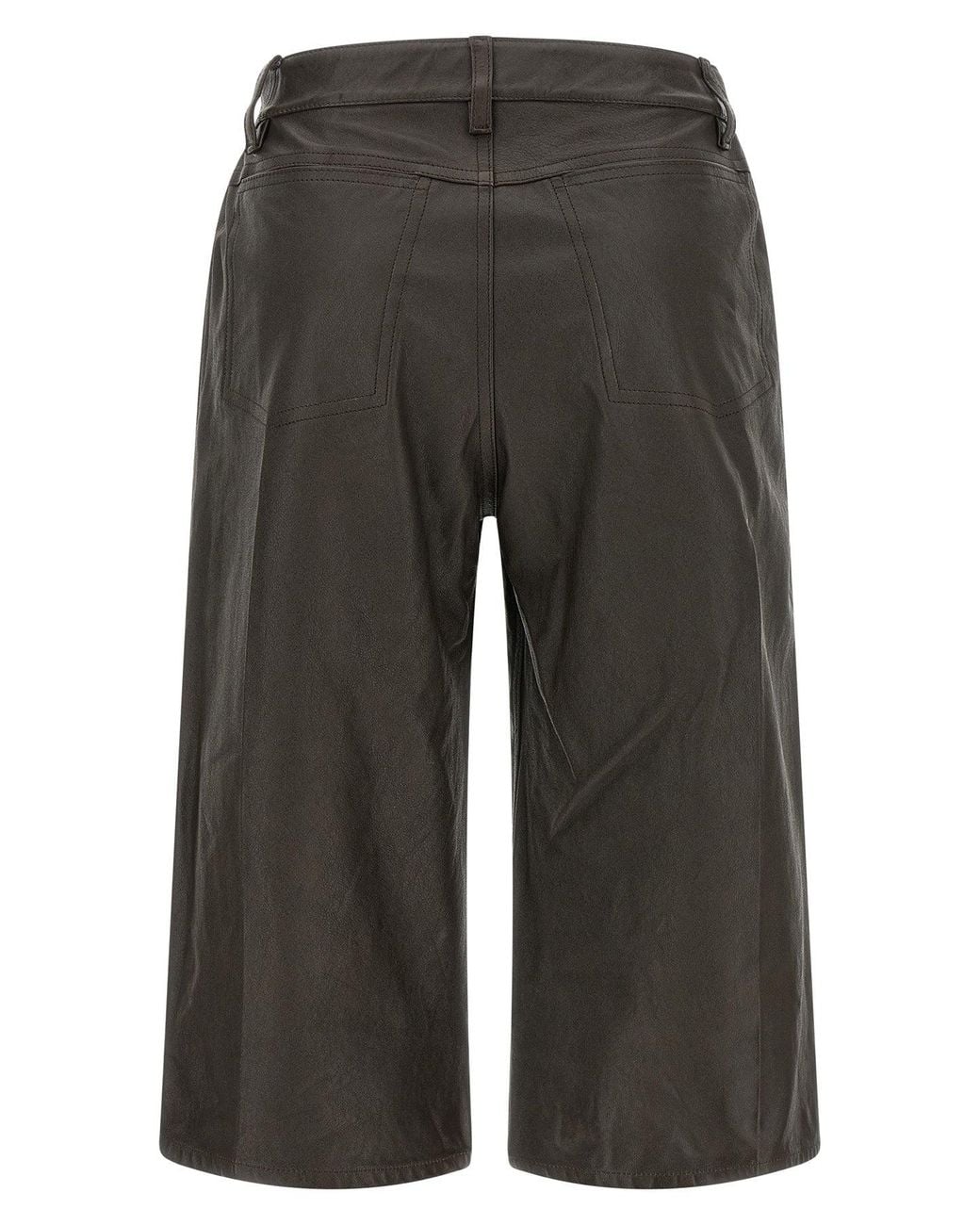 Lemaire Gray Leather Bermuda Shorts