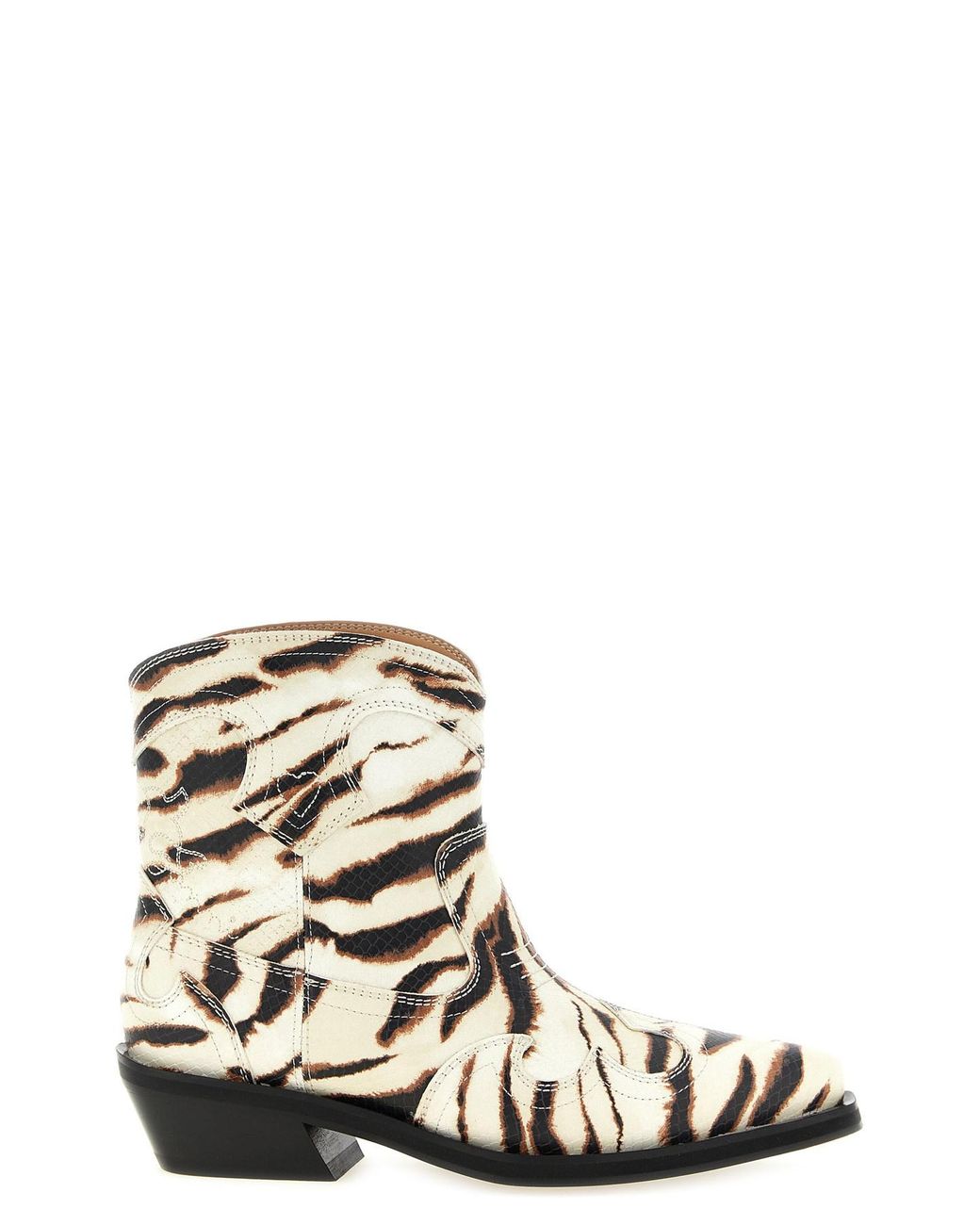 Ganni White Western Ankle Boots
