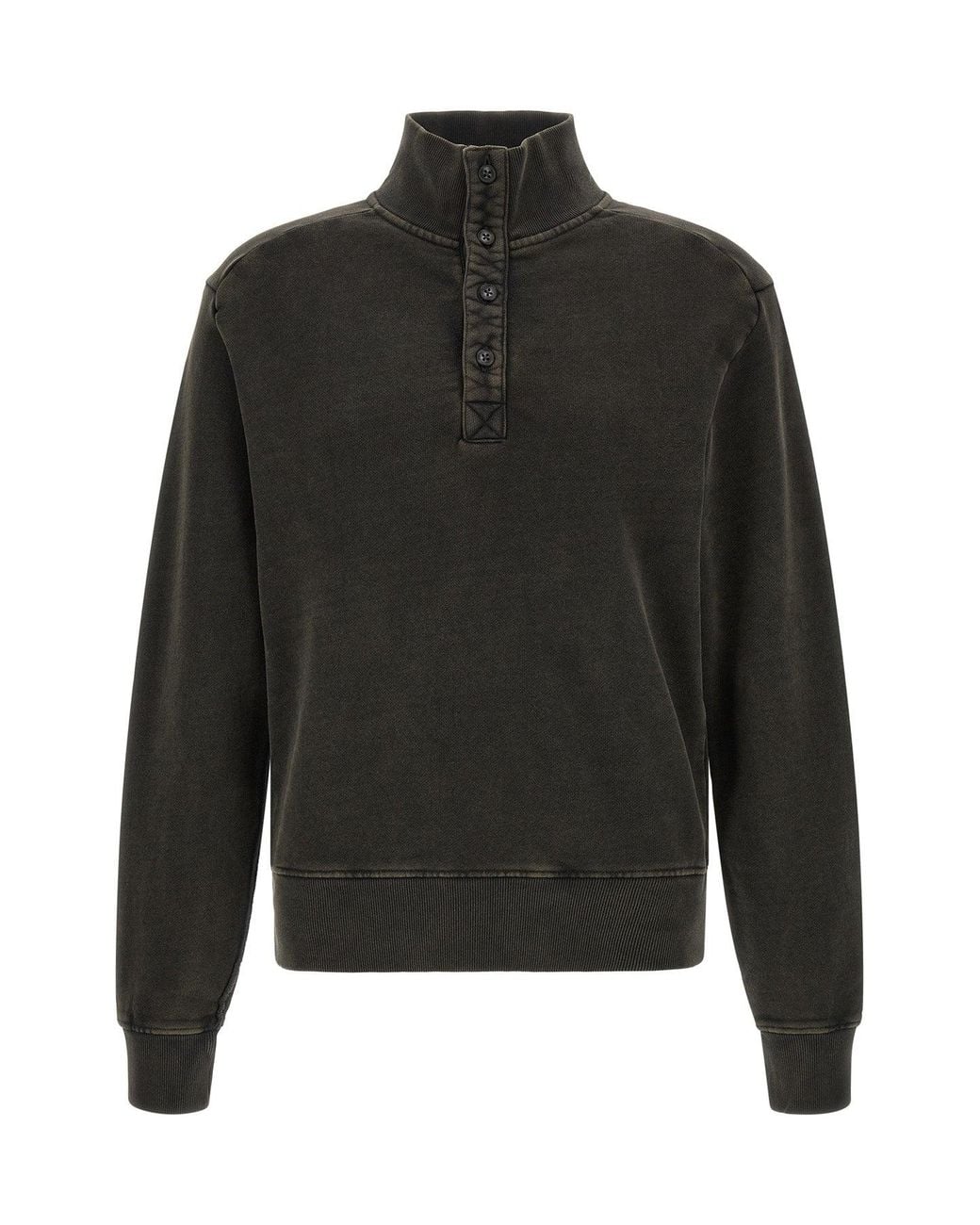 Entire studios Black High-Neck Pullover With Button Placket for men