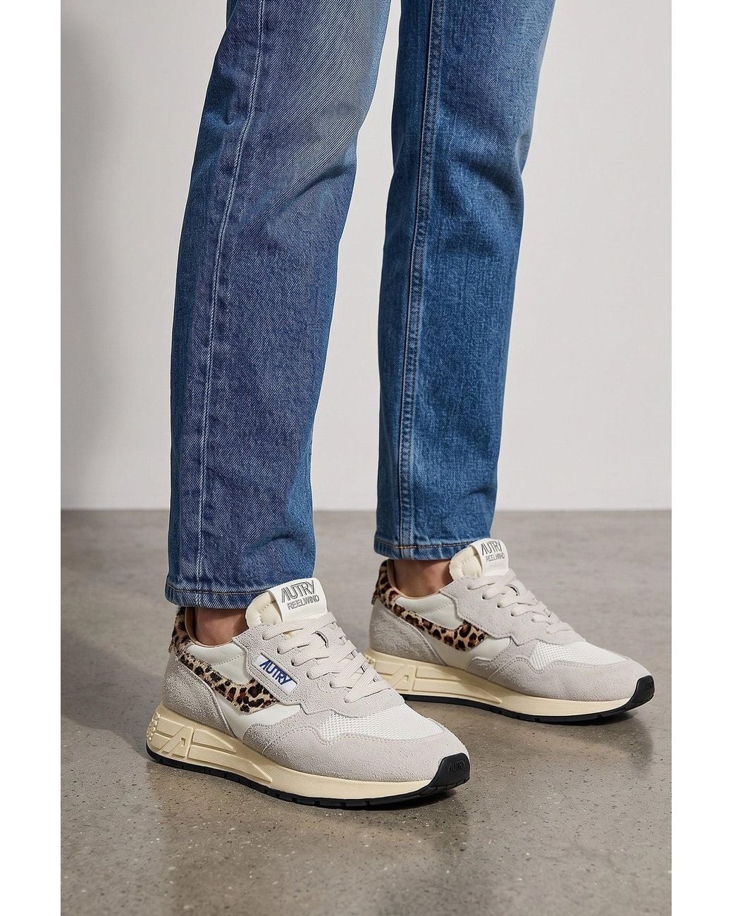 Autry White Reelwind Low Sneaker With Animalier Details