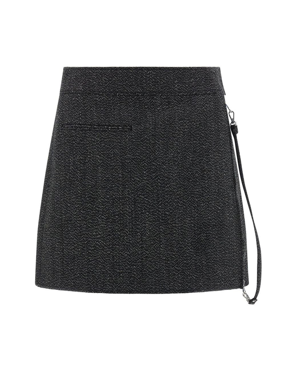 Courreges Black Mini Skirt '2-Pocket Zipped Caviar'