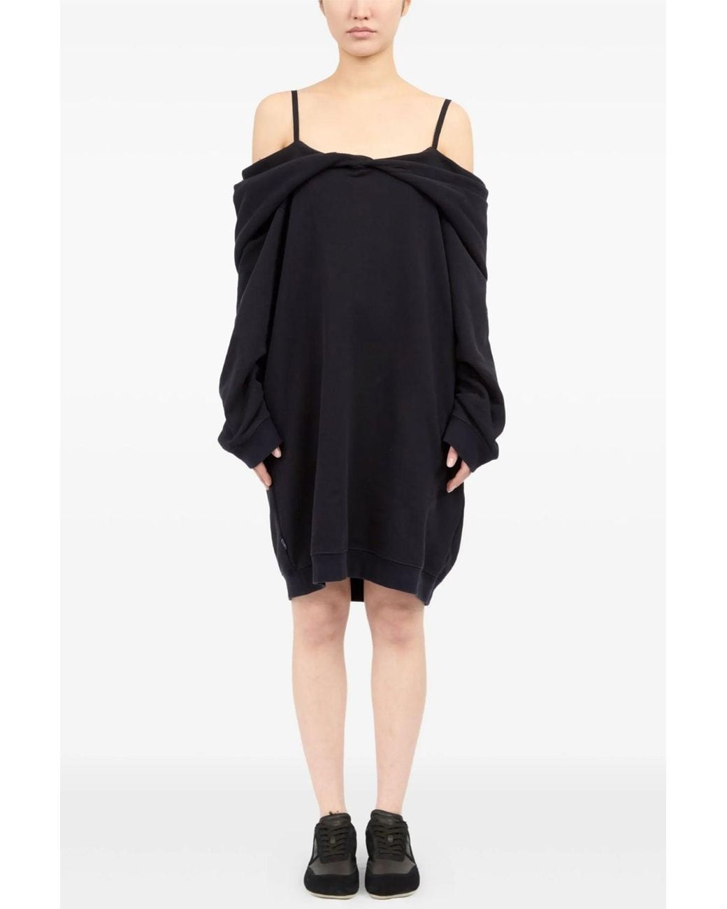 MM6 by Maison Margiela Black 'Off-Shoulder Hooded' Dress