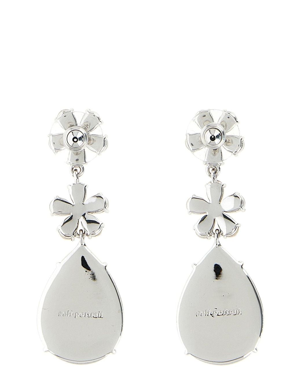 Self-Portrait White Self-Portrait Earring With Teardrop Pendant
