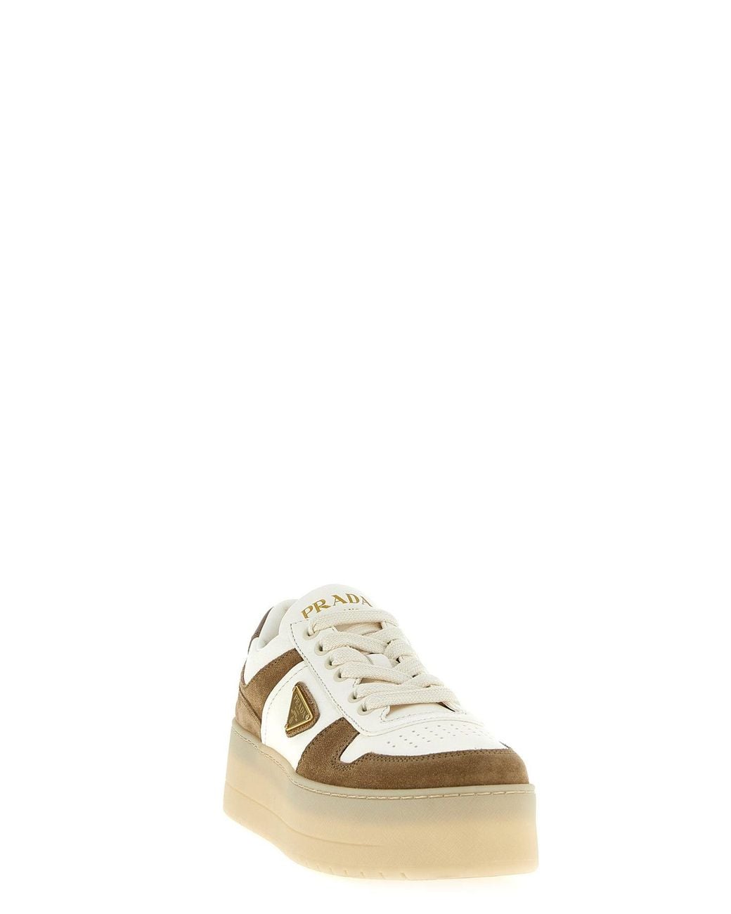 Prada Natural Sneaker Mit Plateausohle