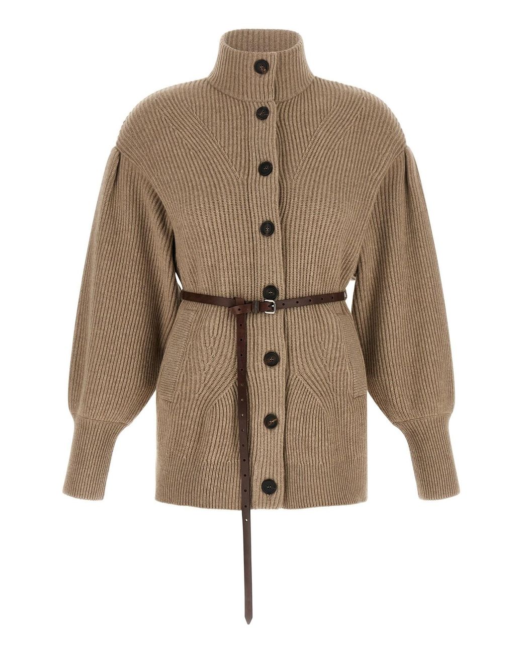 Brunello Cucinelli Natural English Half-ribbed Cardigan