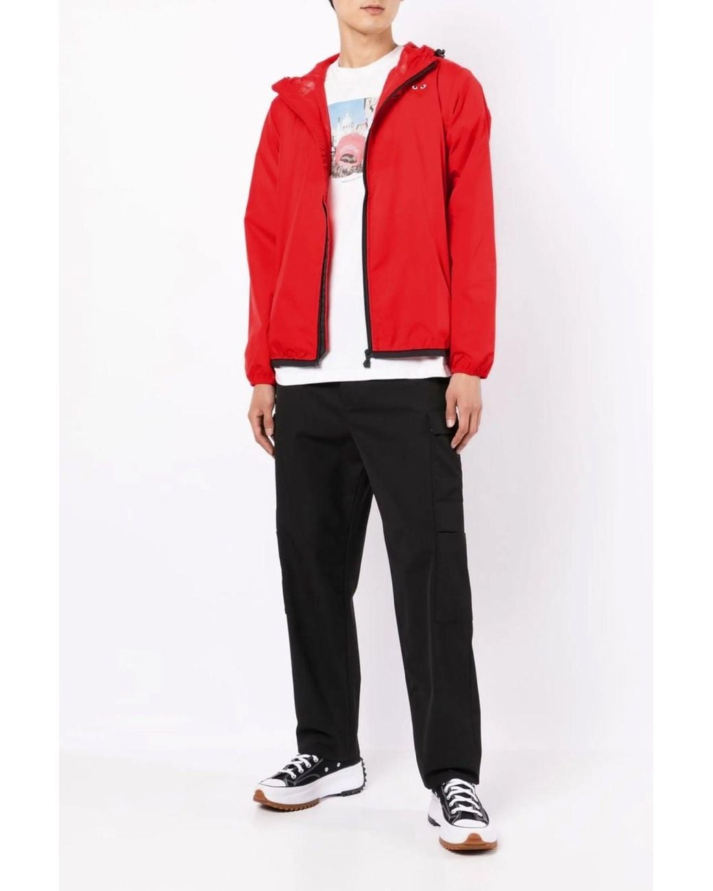 COMME DES GARÇONS PLAY Red Jacket With Logo Patch