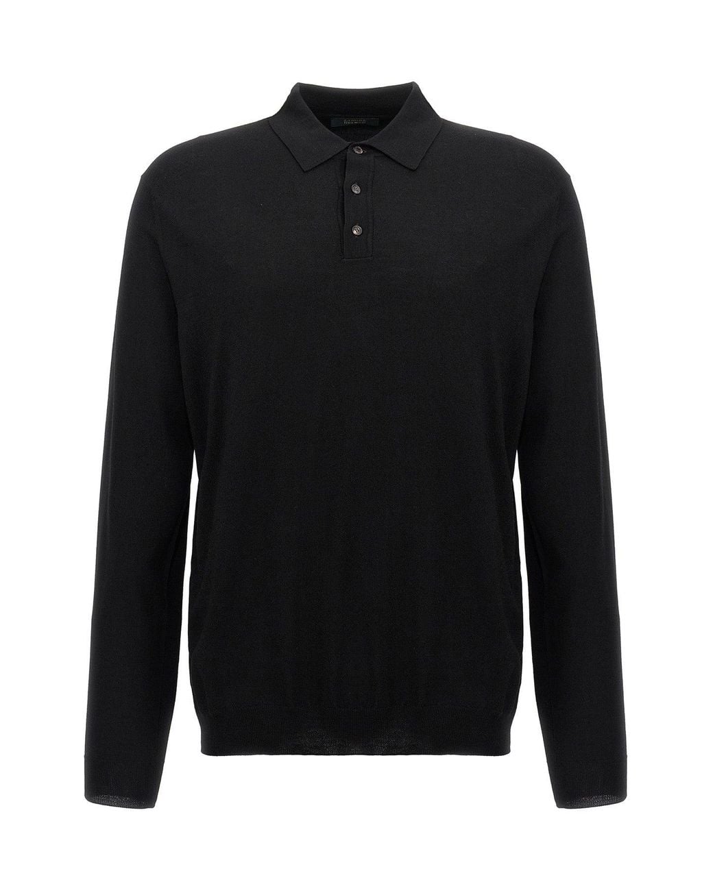 Zanone Black Polo 'Flexwool' for men