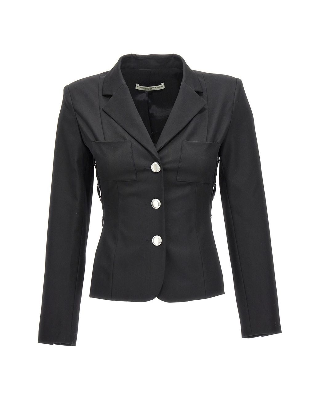 Alessandra Rich Black Single Breast Lace-up Blazer Jacket