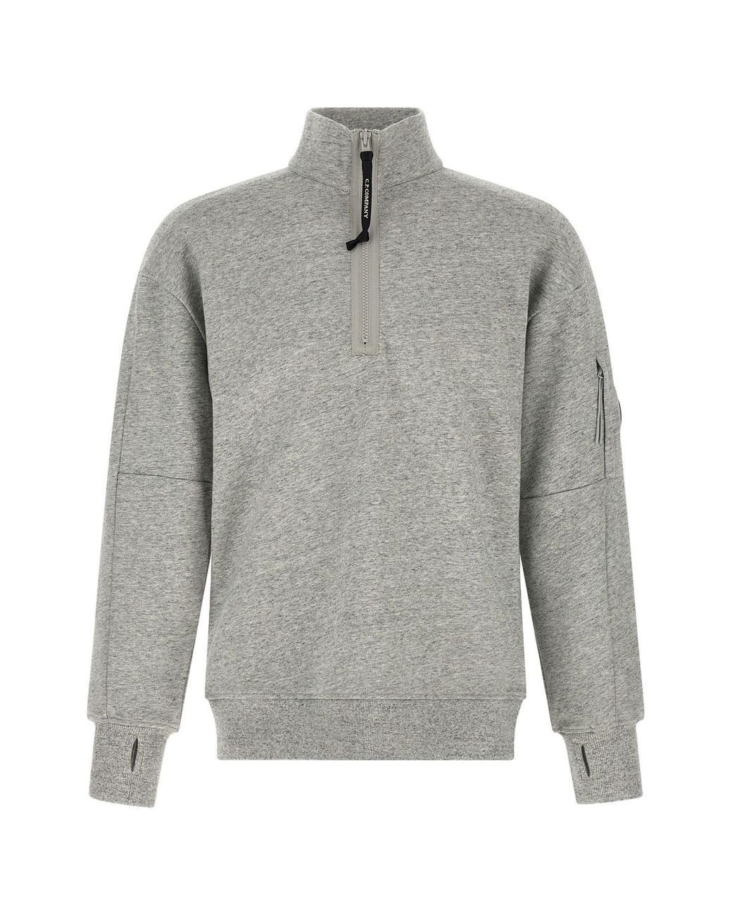 C P Company Gray 'diagonal Raised Fleece ' Sweatshirt And Lens Detail for men
