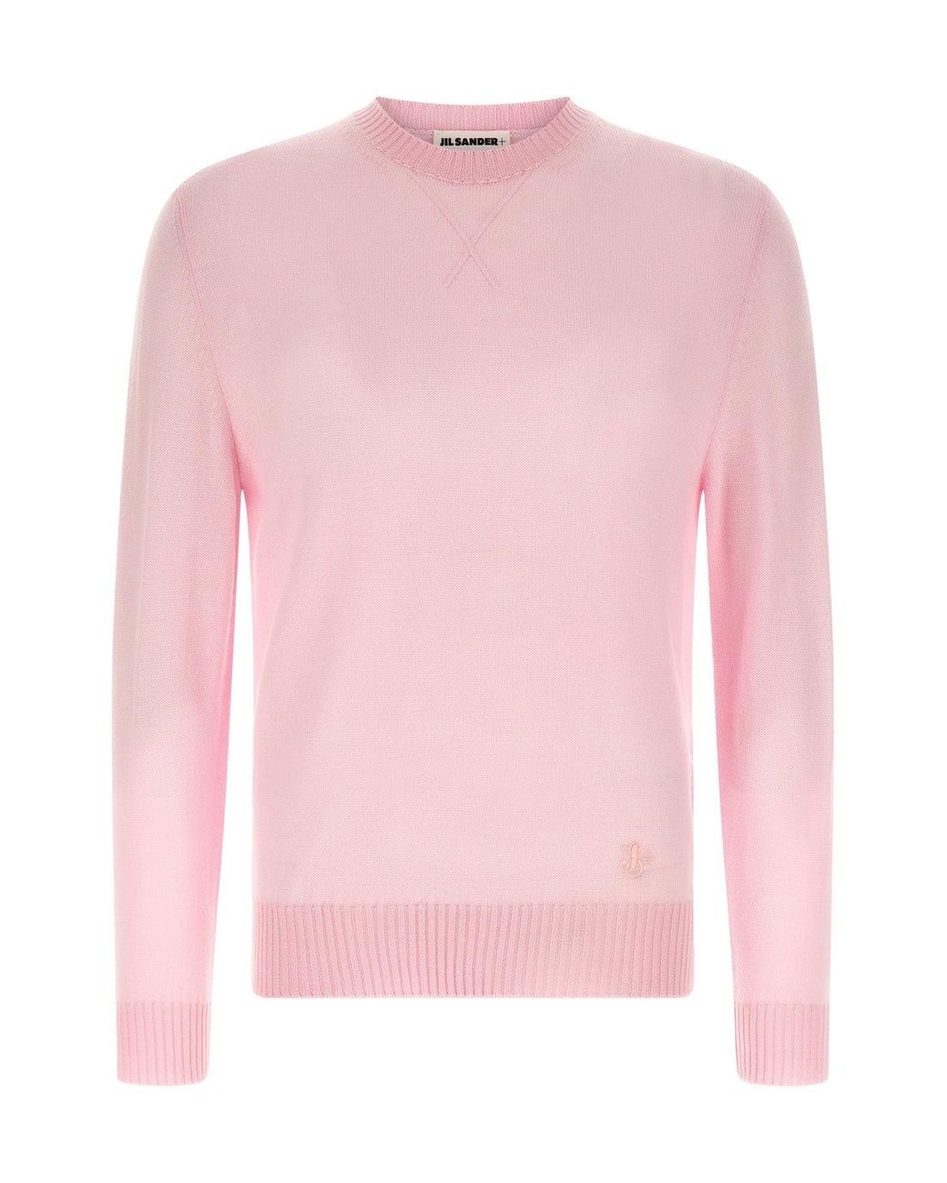 Jil Sander Pink Crewneck Sweater With Embroidered Logo for men