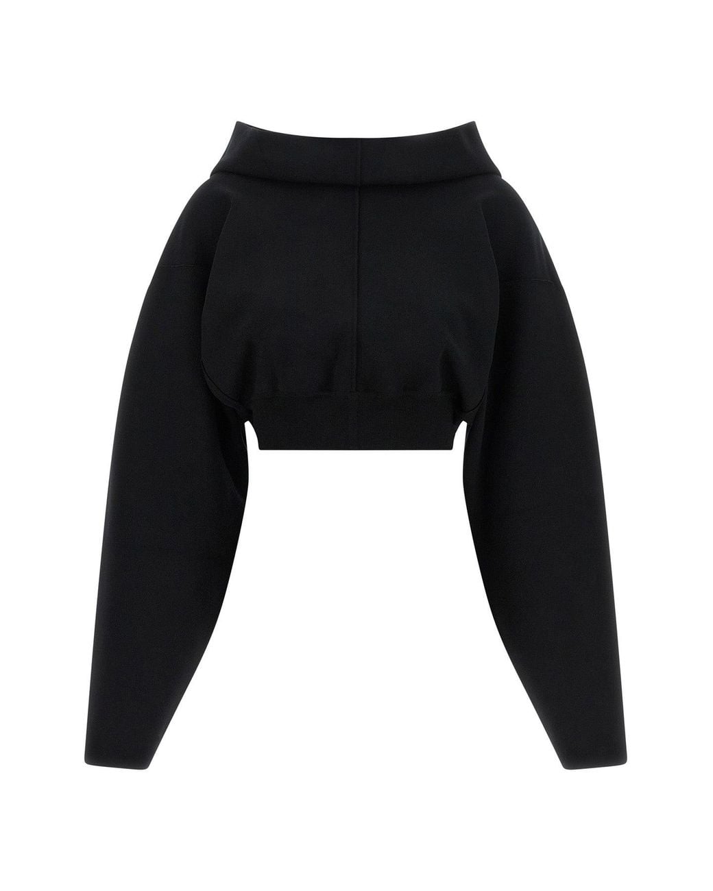 Rick Owens Black Cropped Hooded Sweatshirt
