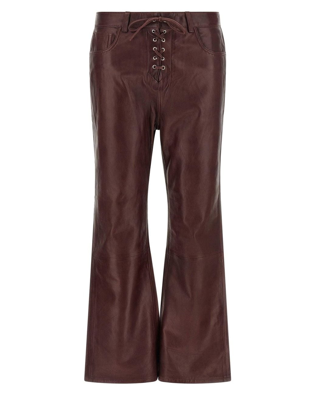 ROTATE BIRGER CHRISTENSEN Brown Flared Leather-Effect Trousers