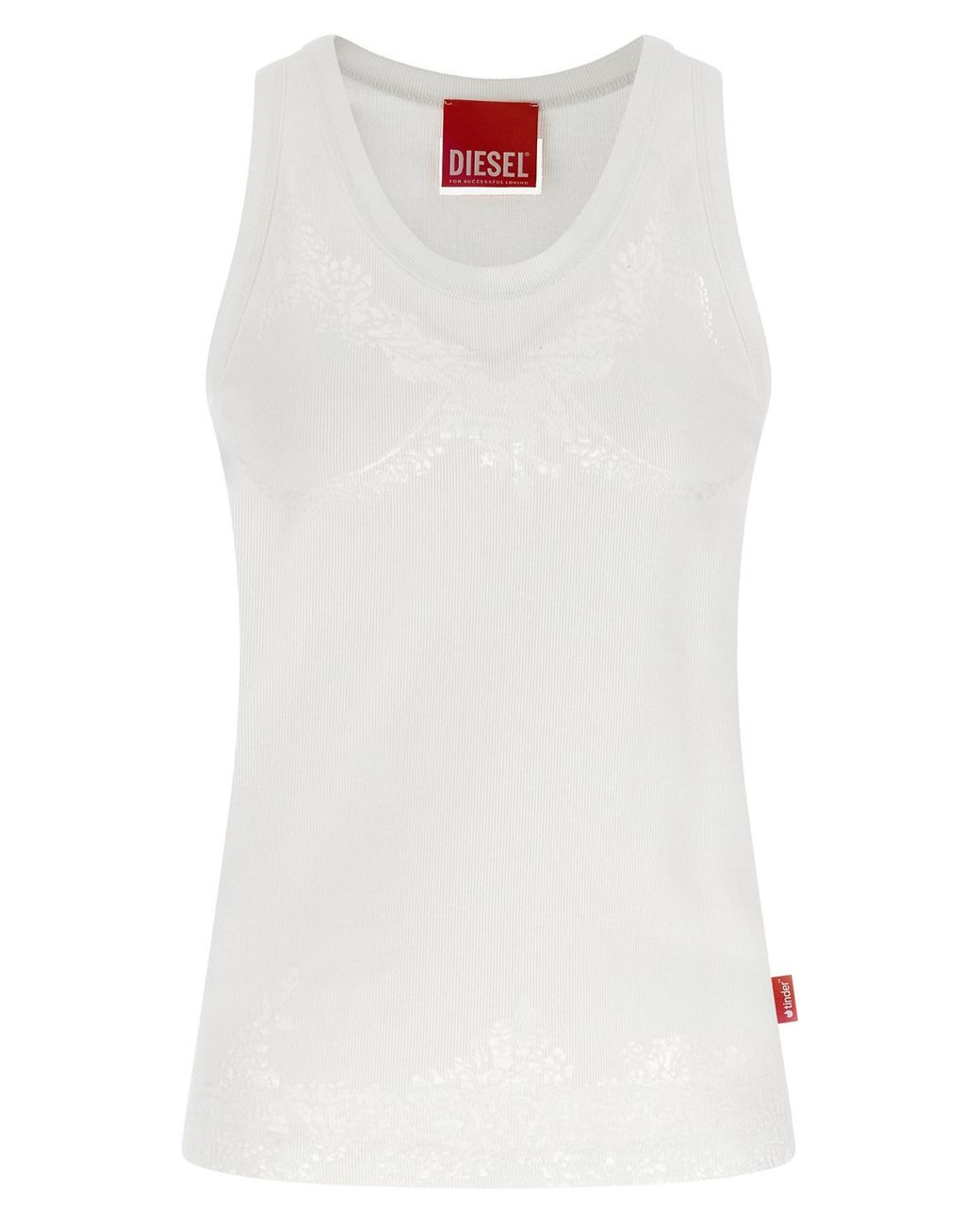 DIESEL White X Tinder 'pr-t-anki-lace-r' Tank Top