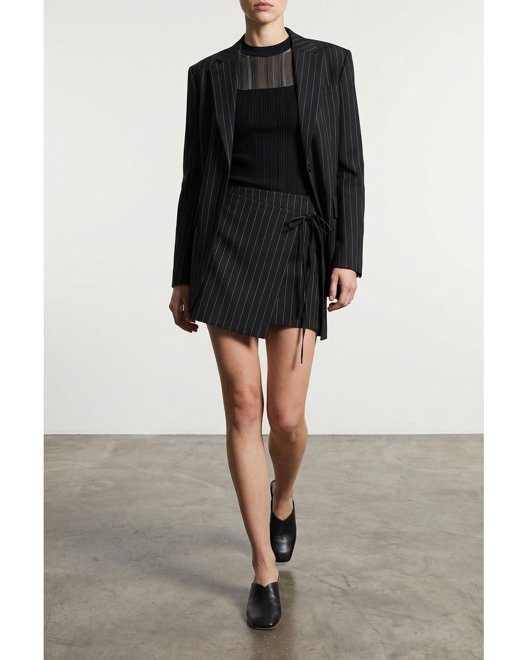 Sportmax Black Pinstripe Blazer With Slit Cuffs
