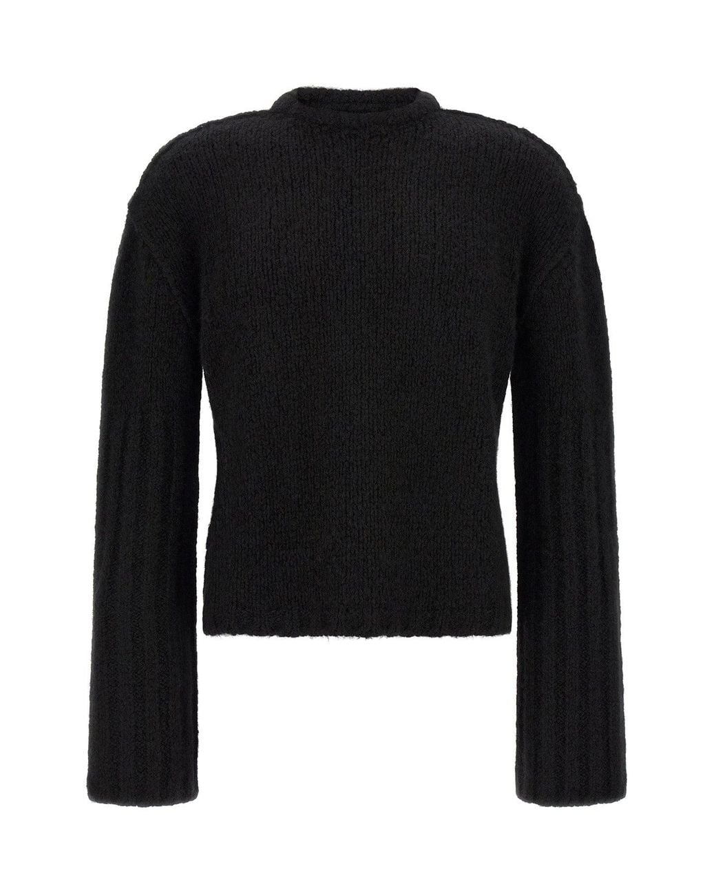 Rick Owens Black Round Neck Sweater With Megarib Sleeves for men