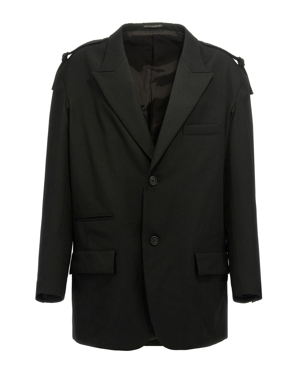 Yohji Yamamoto Black Single-breasted Blazer With Strap Detail for men