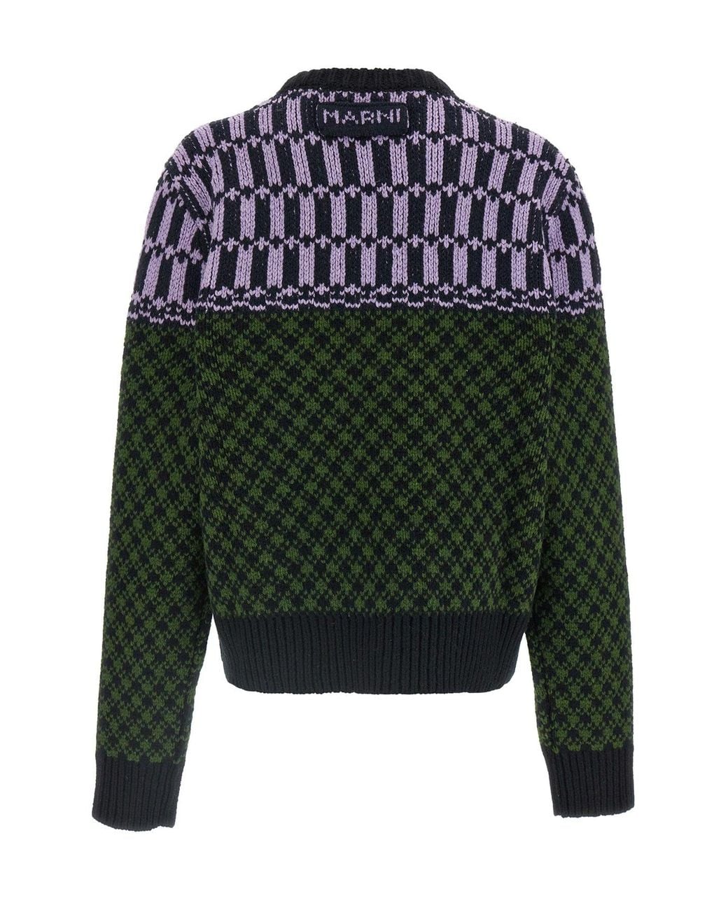 Marni Green Geometric Knit Sweater for men