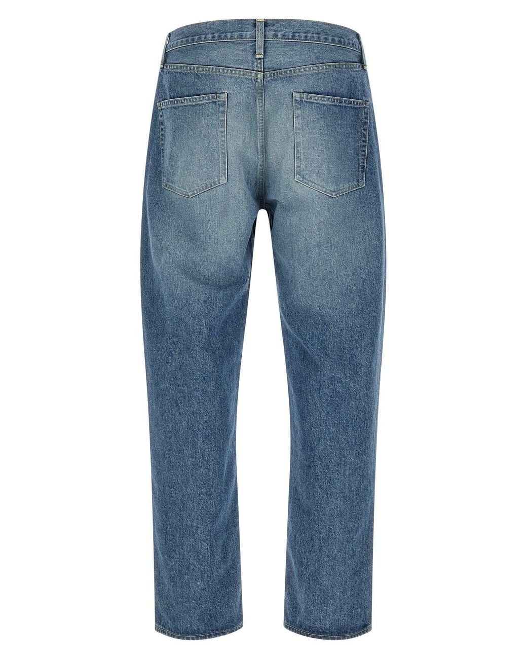 Ssstein Blue Cotton Denim Trousers for men