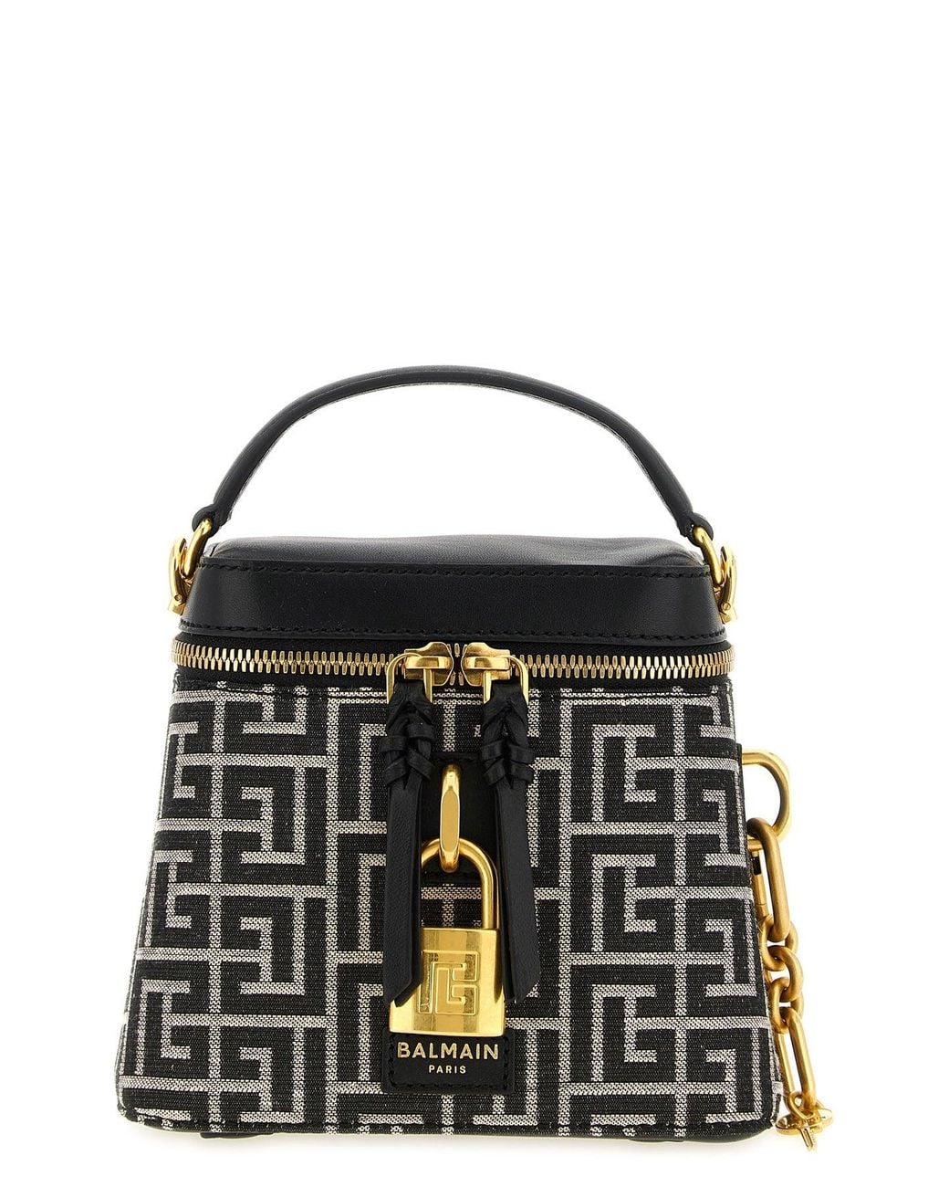 Balmain Black Handbag With Padlock Detail