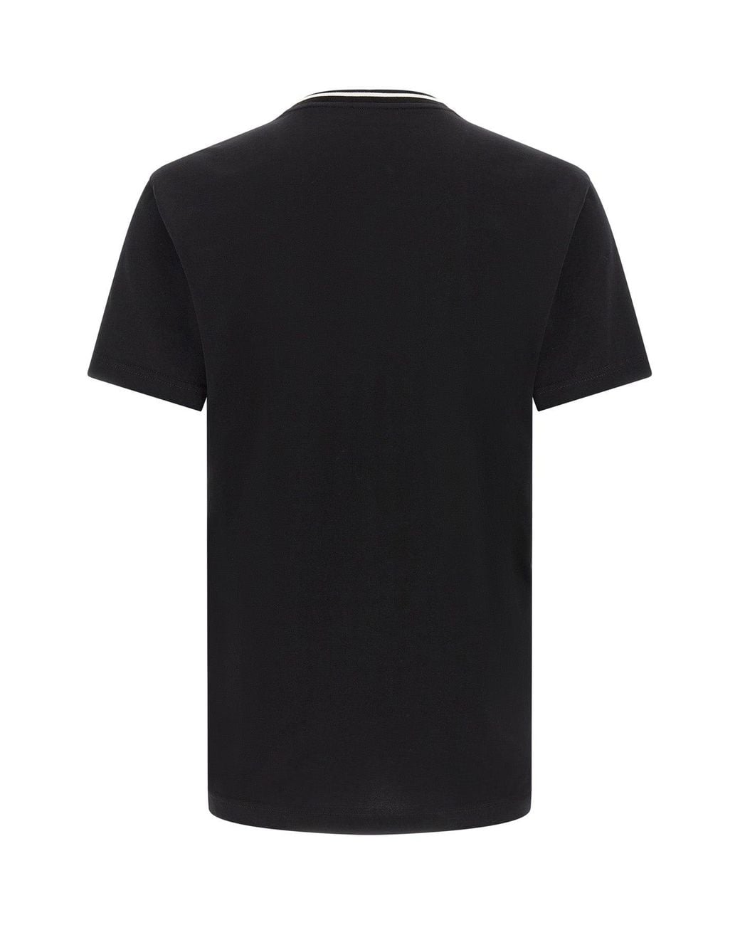 Dolce & Gabbana Black Cotton T-Shirt With Logo Patch for men