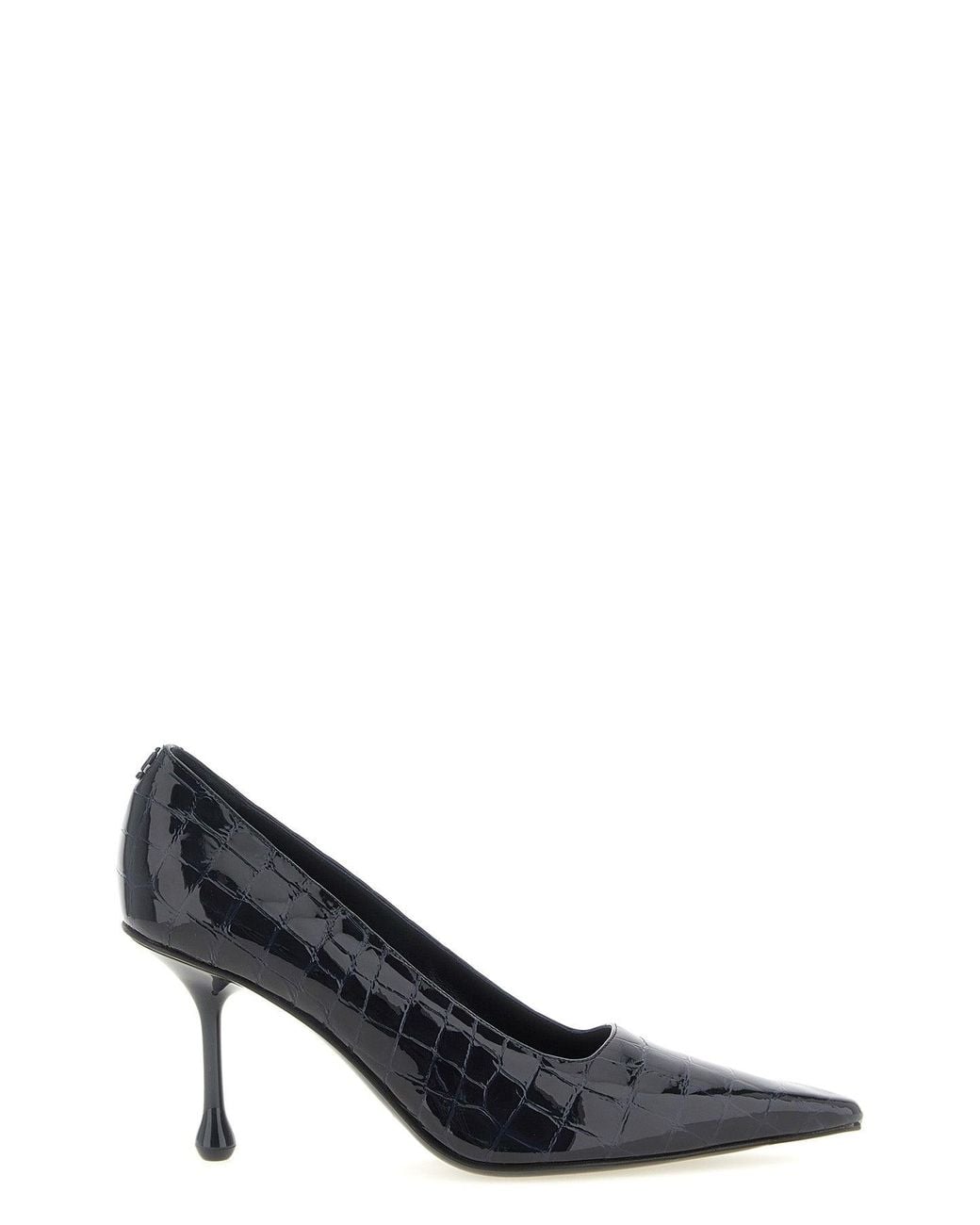Jimmy Choo Black Ixia 80 Croc-Embossed Patent Leather Pumps