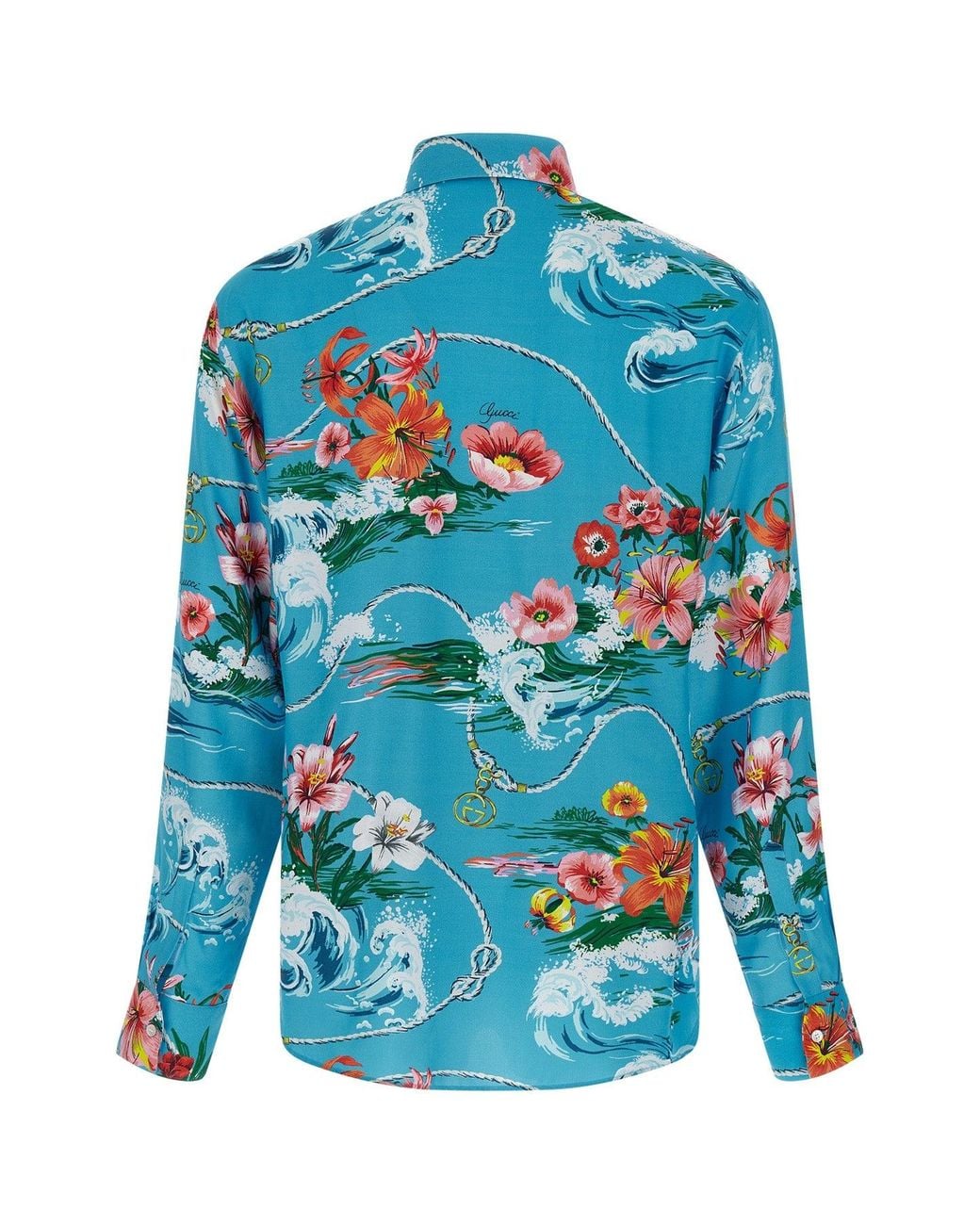 Gucci Blue Floral Print Shirt for men