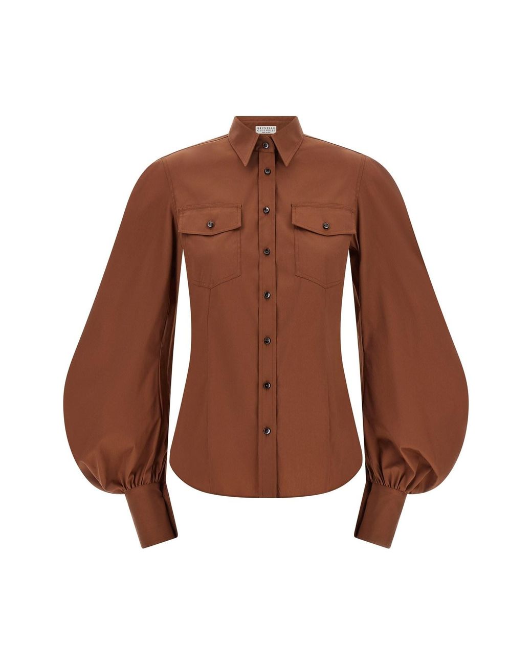 Brunello Cucinelli Brown Poplin Shirt