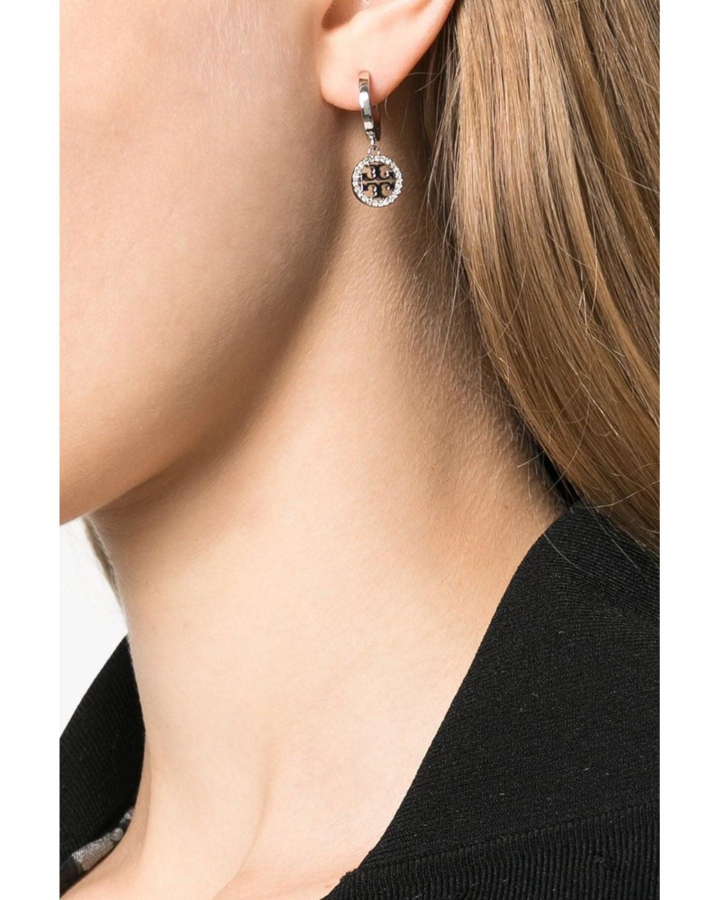 Tory Burch White Miller Pavé Earrings