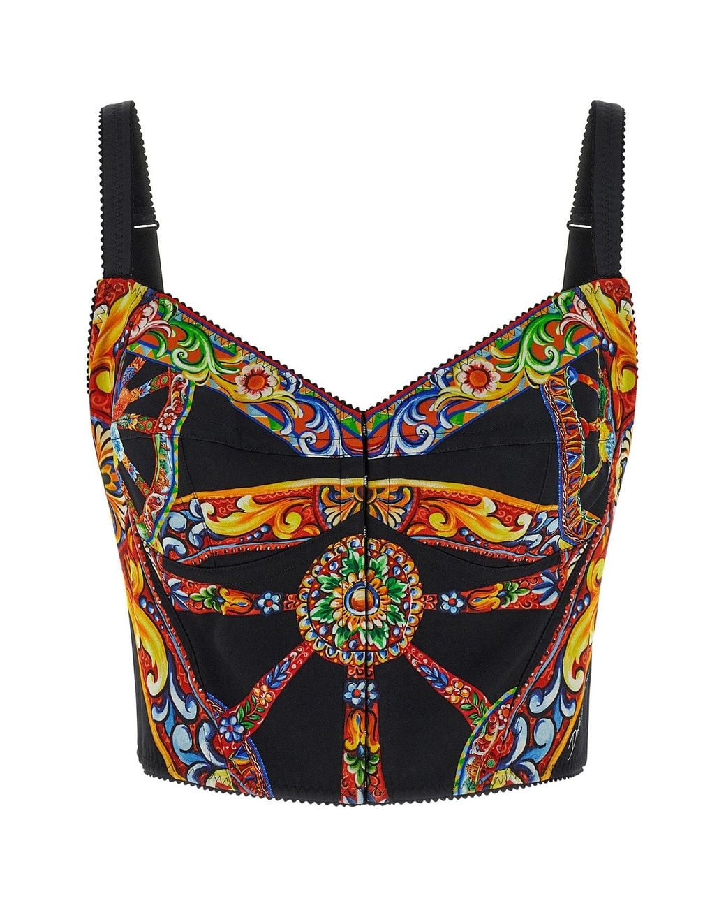 Dolce & Gabbana Gray Carretto Print Bustier Top