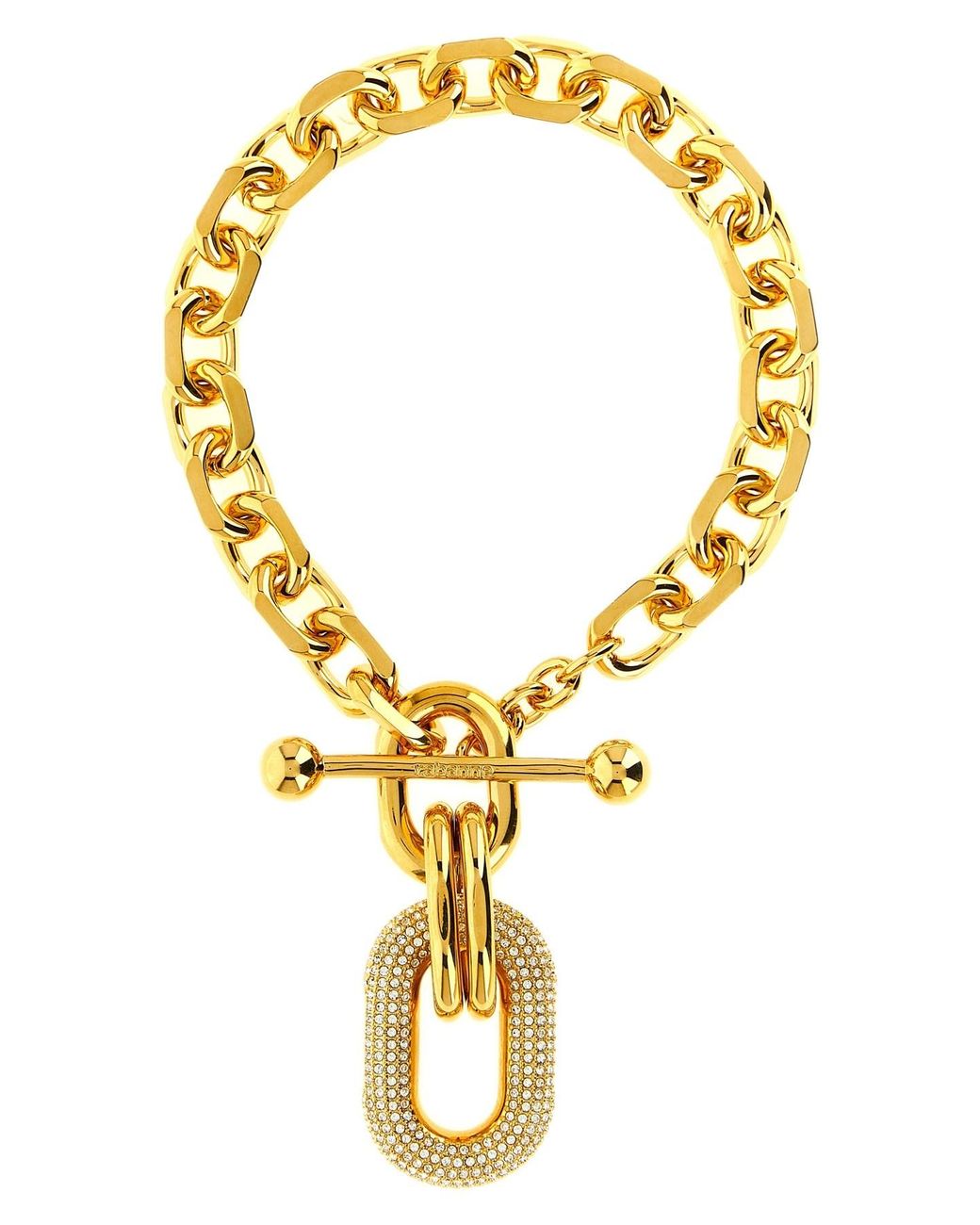 Rabanne Metallic Necklace With Crystal Pendant