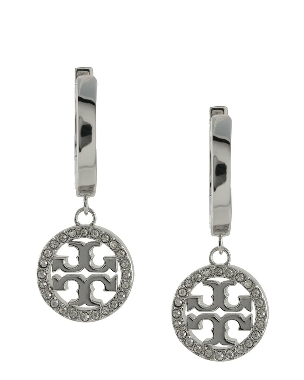 Tory Burch White Miller Pavé Earrings