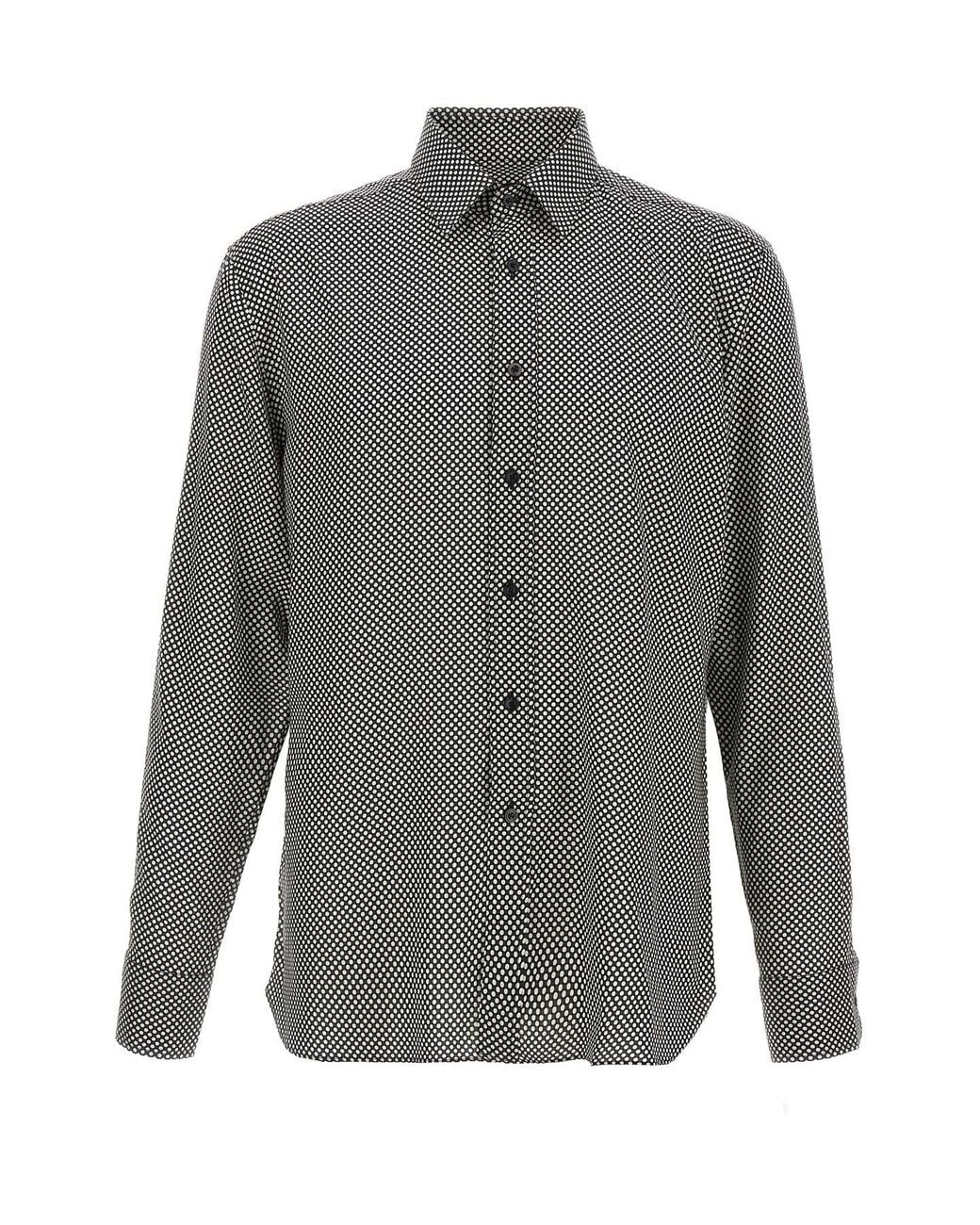 Tom Ford Gray Shirt 'Graphic Polka Dot Fluid Fit' for men