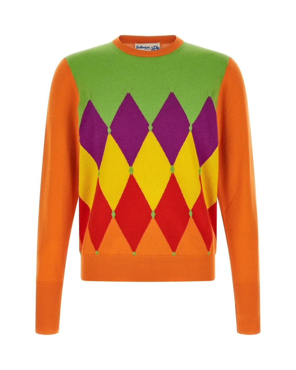 Ballantyne Orange Classic Diamond' Knit Sweater for men