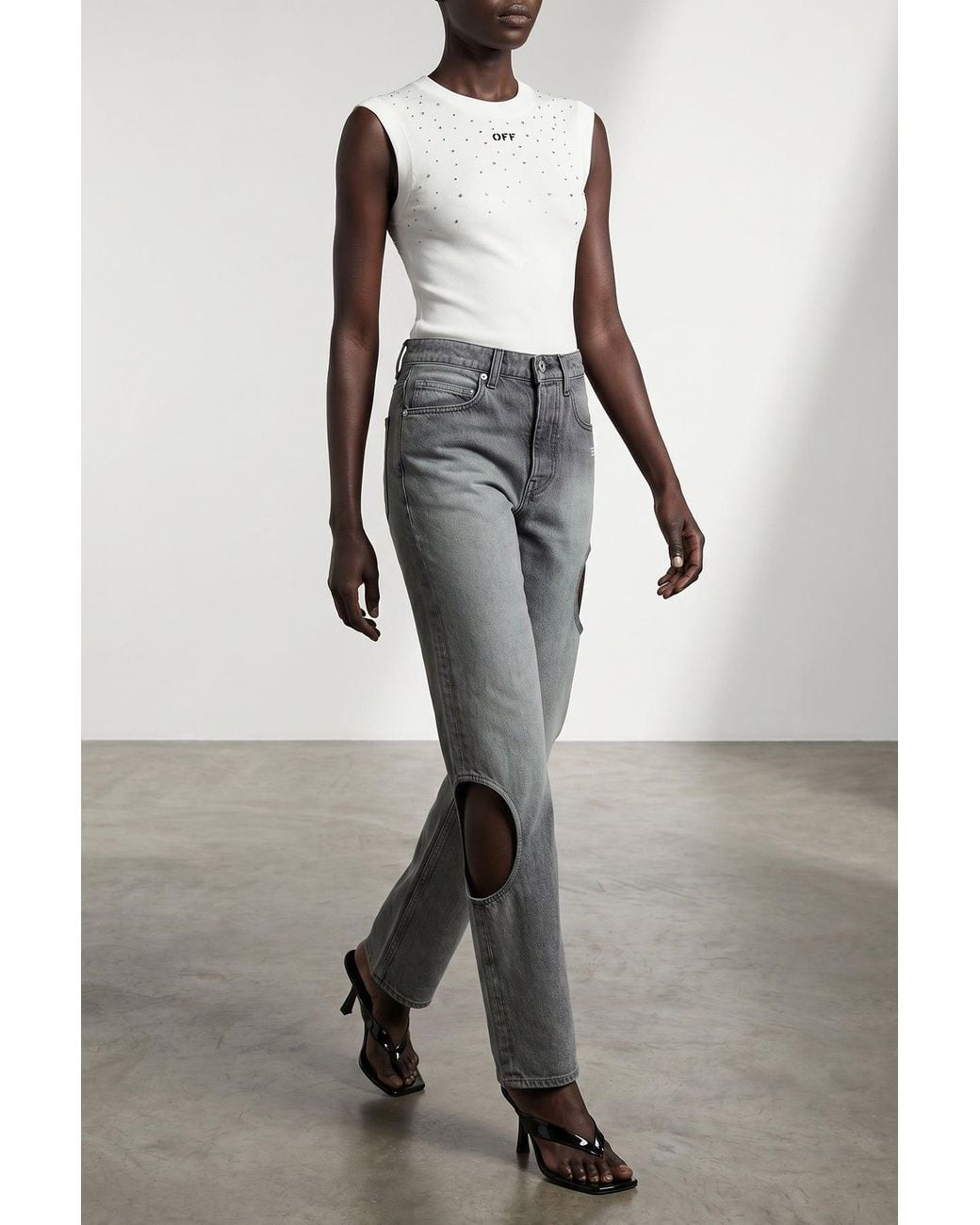 Off-White c/o Virgil Abloh Gray Jeans 'Spray New Meteor'